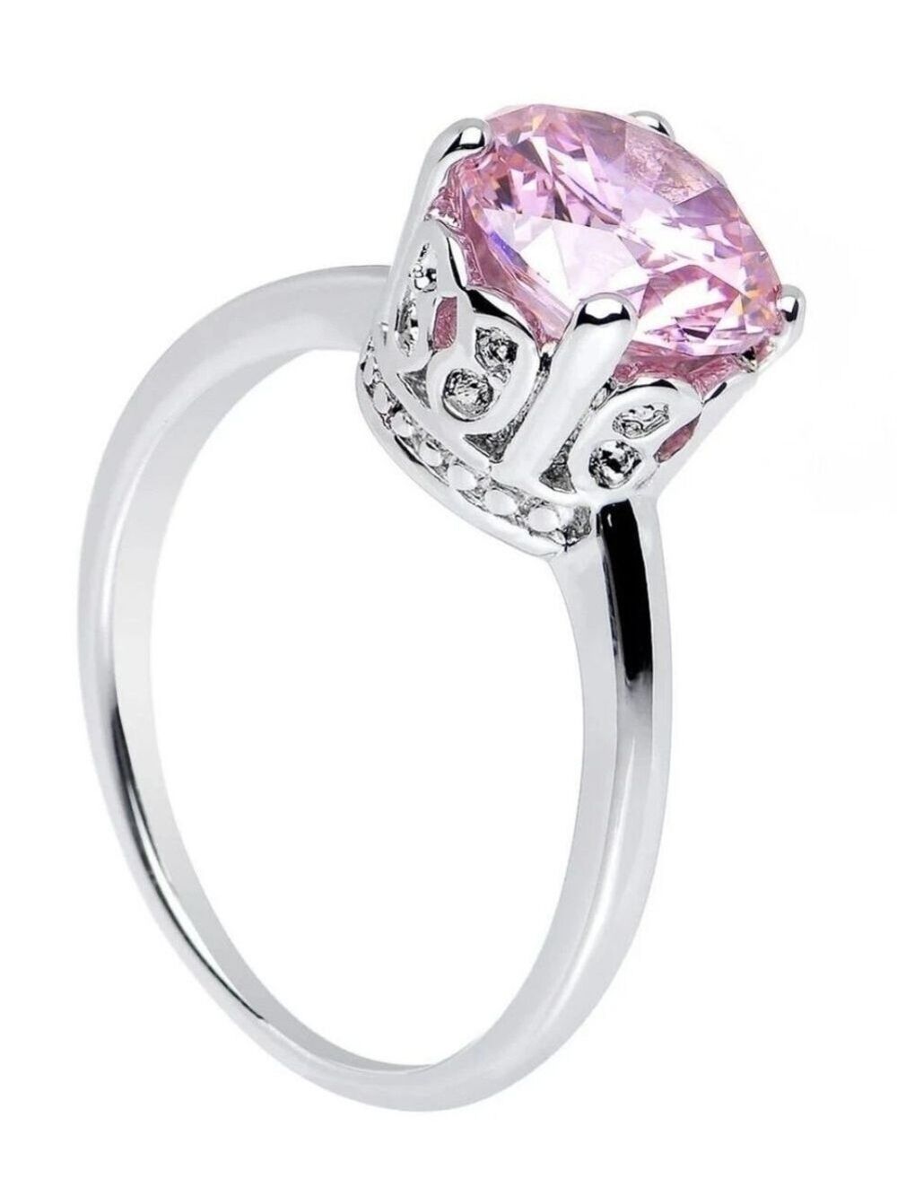 Pink Cubic Zirconia Pretty Princess Cocktail Ring